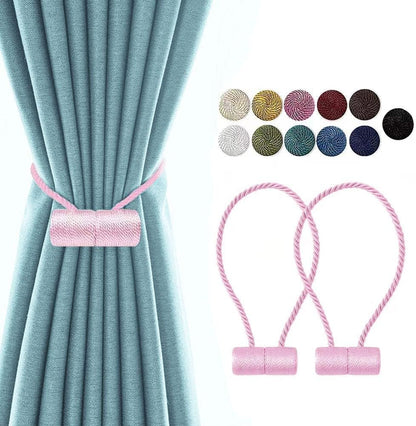 Magnetic Curtain Tiebacks Drapery Window Treament Holdbacks VS Strong Magnet Modern 16 Inch Modern Outdoor Elegant Decorative Holders Tie Back for Drapes (2PACK Pink)
