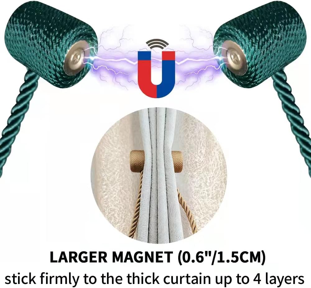 Magnetic Curtain Tiebacks Drapery Window Treament Holdbacks VS Strong Magnet Modern 16 Inch Modern Outdoor Elegant Decorative Holders Tie Back for Drapes (2PACK Pink)