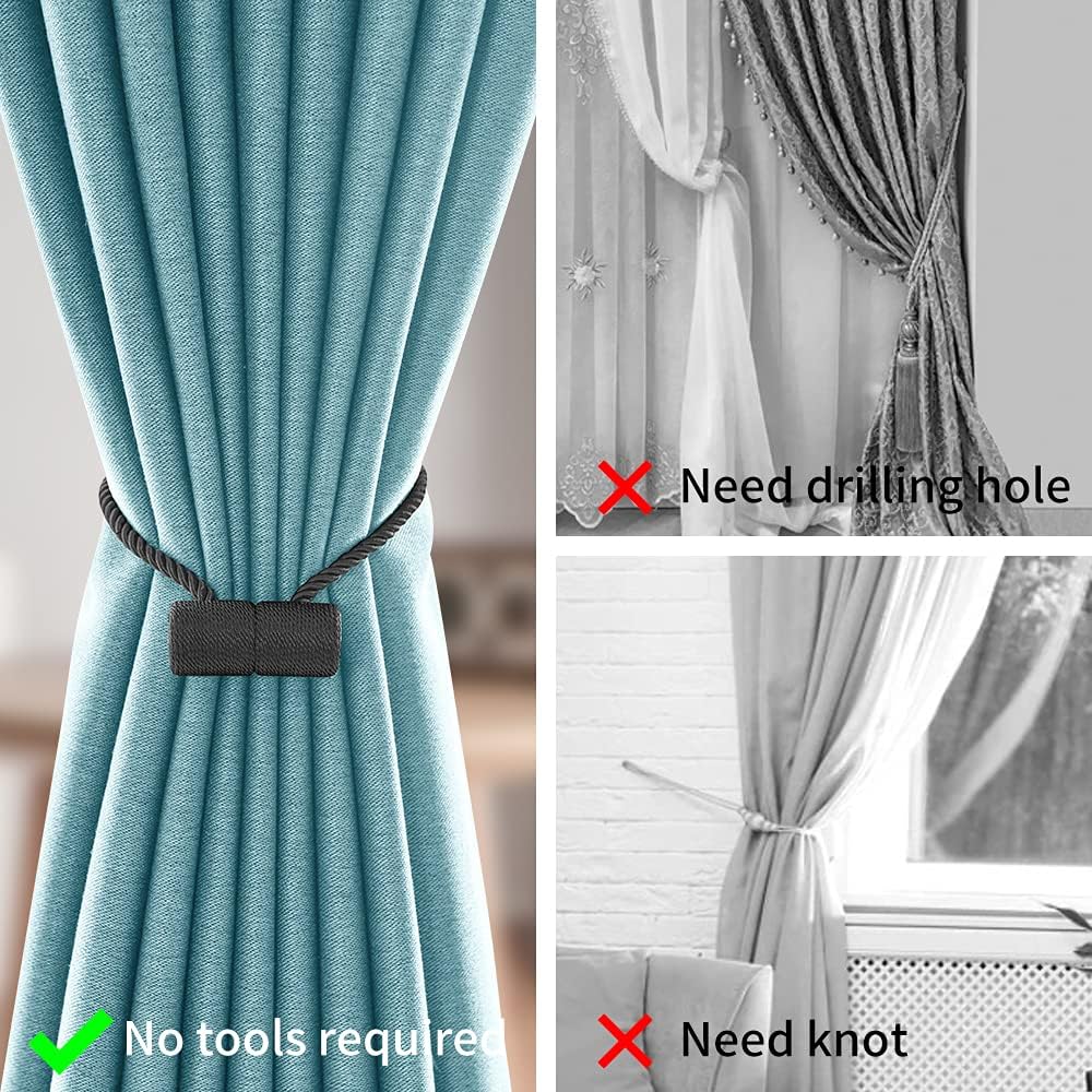 Magnetic Curtain Tiebacks Drapery Window Treament Holdbacks VS Strong Magnet Modern 16 Inch Modern Outdoor Elegant Decorative Holders Tie Back for Drapes (2PACK Pink)