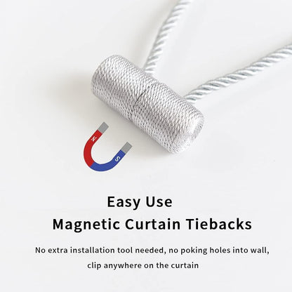 Magnetic Curtain Tiebacks Drapery Window Treament Holdbacks VS Strong Magnet Modern 16 Inch Modern Outdoor Elegant Decorative Holders Tie Back for Drapes (2PACK Pink)