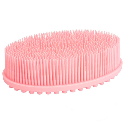 Exfoliating Silicone Body Scrubber Shower Bath Body Brush Easy to Clean, Lathers Well, Eco Friendly (Pink)