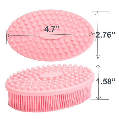 Exfoliating Silicone Body Scrubber Shower Bath Body Brush Easy to Clean, Lathers Well, Eco Friendly (Pink)