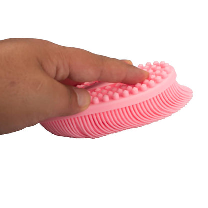 Exfoliating Silicone Body Scrubber Shower Bath Body Brush Easy to Clean, Lathers Well, Eco Friendly (Pink)