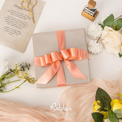 Peach Satin Ribbon Double Faced Satin 1 inch x Continuous 50 Yards-Peach Ribbon for Gift Wrapping Crafts Wedding Decoration Bows Bouquet Floral Arrangement