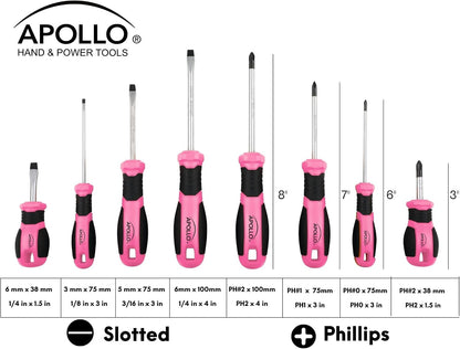 8 Piece Screwdriver Set, Pink DT5018P