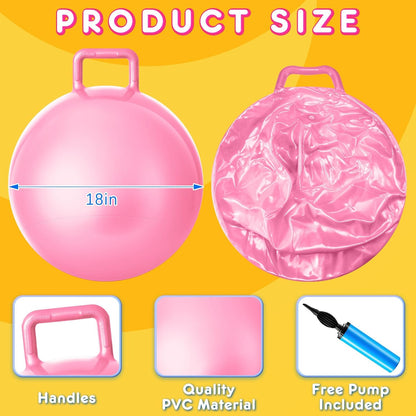 3 Pcs 18" Hopper Ball with Handle, Light Pink, Light Blue, Purple