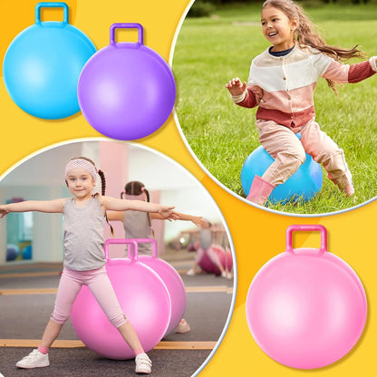 3 Pcs 18" Hopper Ball with Handle, Light Pink, Light Blue, Purple