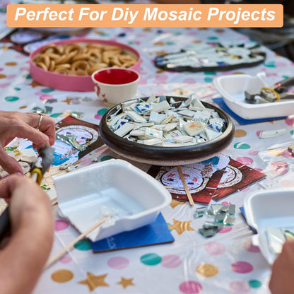 Irregular Ceramic Mosaic Tiles, 200g/0.44lb Broken Porcelain Mosaic Tiles Bulk Irregular Glazed for DIY Art Craft Making Home Decor, Blue/Pink Multi
