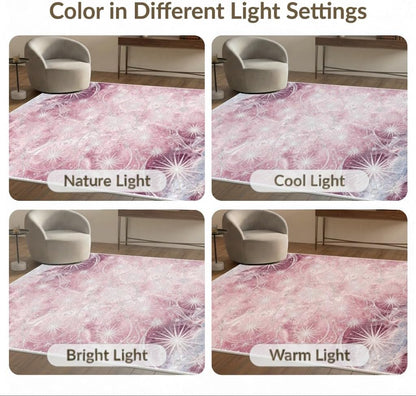 5'x7' Washable Abstract Abstract Area Rug, Pink Flatwoven Floor Covering Non-Slip Chair-Friendly Carpet for Dining Room, Under Table, Home Office | Ref:2156316