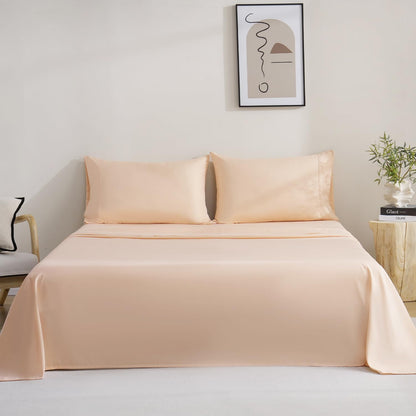 Bedding Twin Bed Sheets Set - Soft Bed Sheets - Cooling Breathable Bedding Set with 16" Deep Pocket (3 Pieces, Twin, Peach Pink)