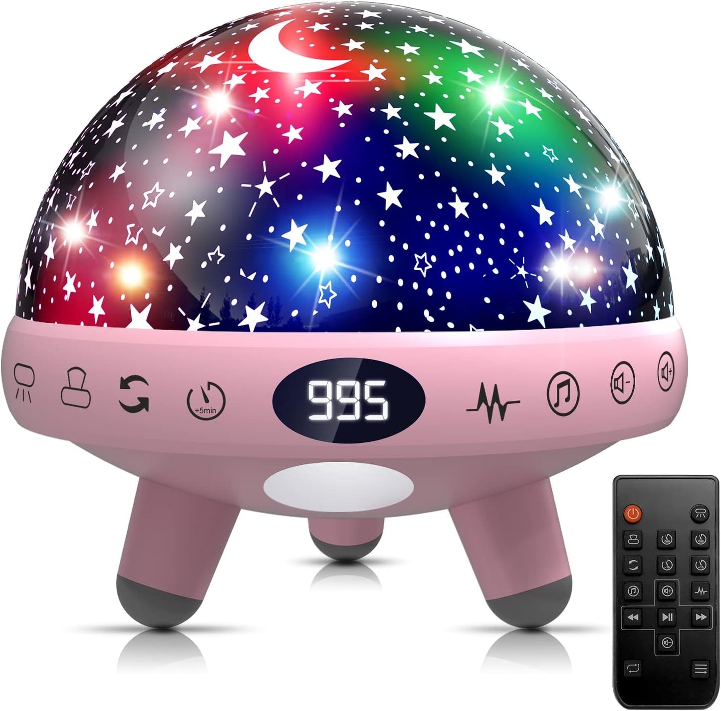 Baby Night Light Star Projector Night Light projector for Kids Room with Sound Machine White Noise Machine for Sleeping Soother Nursery Lamp 9 Natural Sounds 20 Lullabies Remote Control Timer