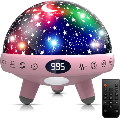 Baby Night Light Star Projector Night Light projector for Kids Room with Sound Machine White Noise Machine for Sleeping Soother Nursery Lamp 9 Natural Sounds 20 Lullabies Remote Control Timer