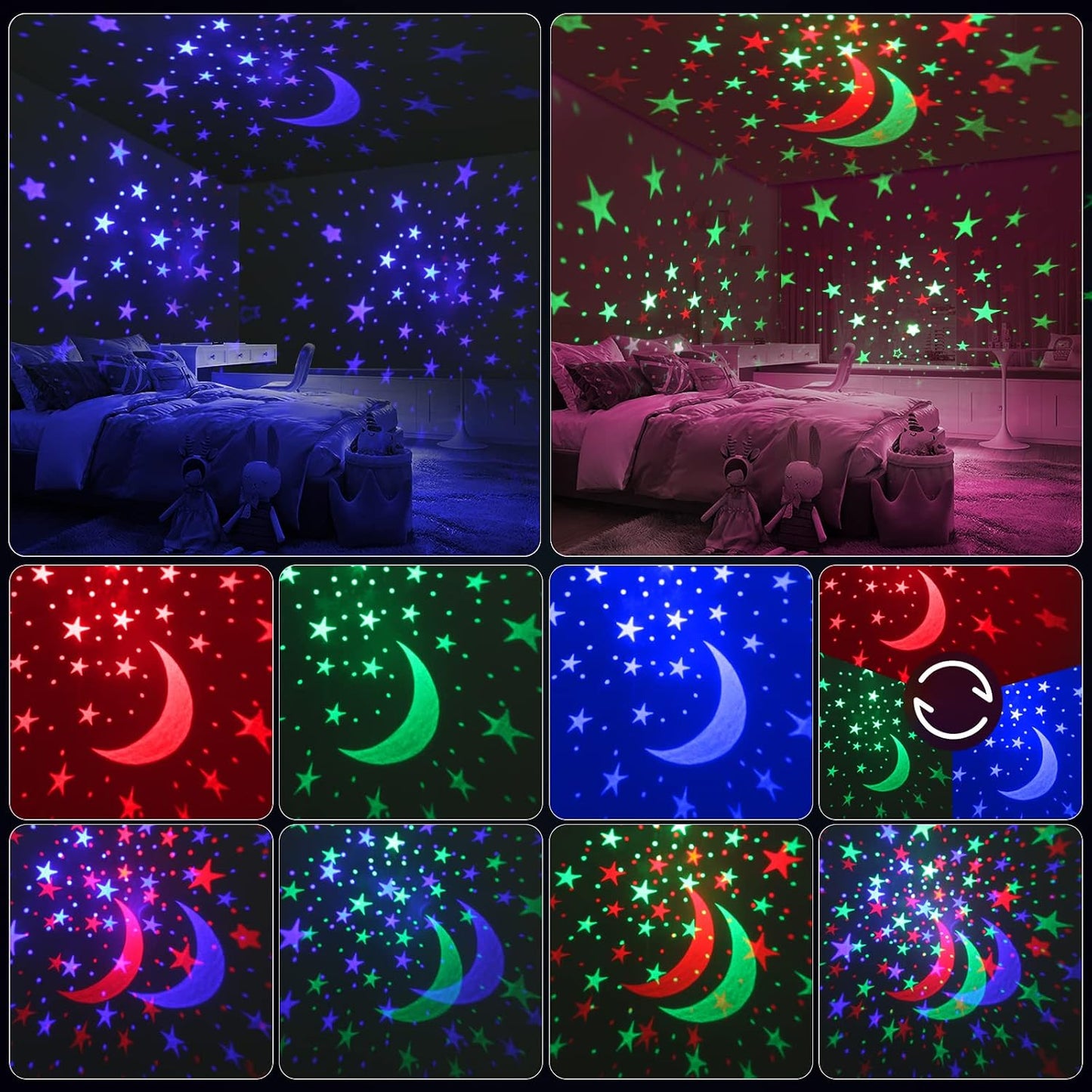 Baby Night Light Star Projector Night Light projector for Kids Room with Sound Machine White Noise Machine for Sleeping Soother Nursery Lamp 9 Natural Sounds 20 Lullabies Remote Control Timer