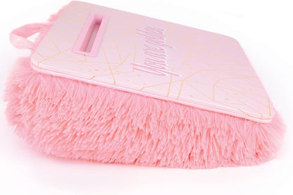 Pink & Gold Deluxe Fur Lap Desk - Portable Tablet Tray for Kids