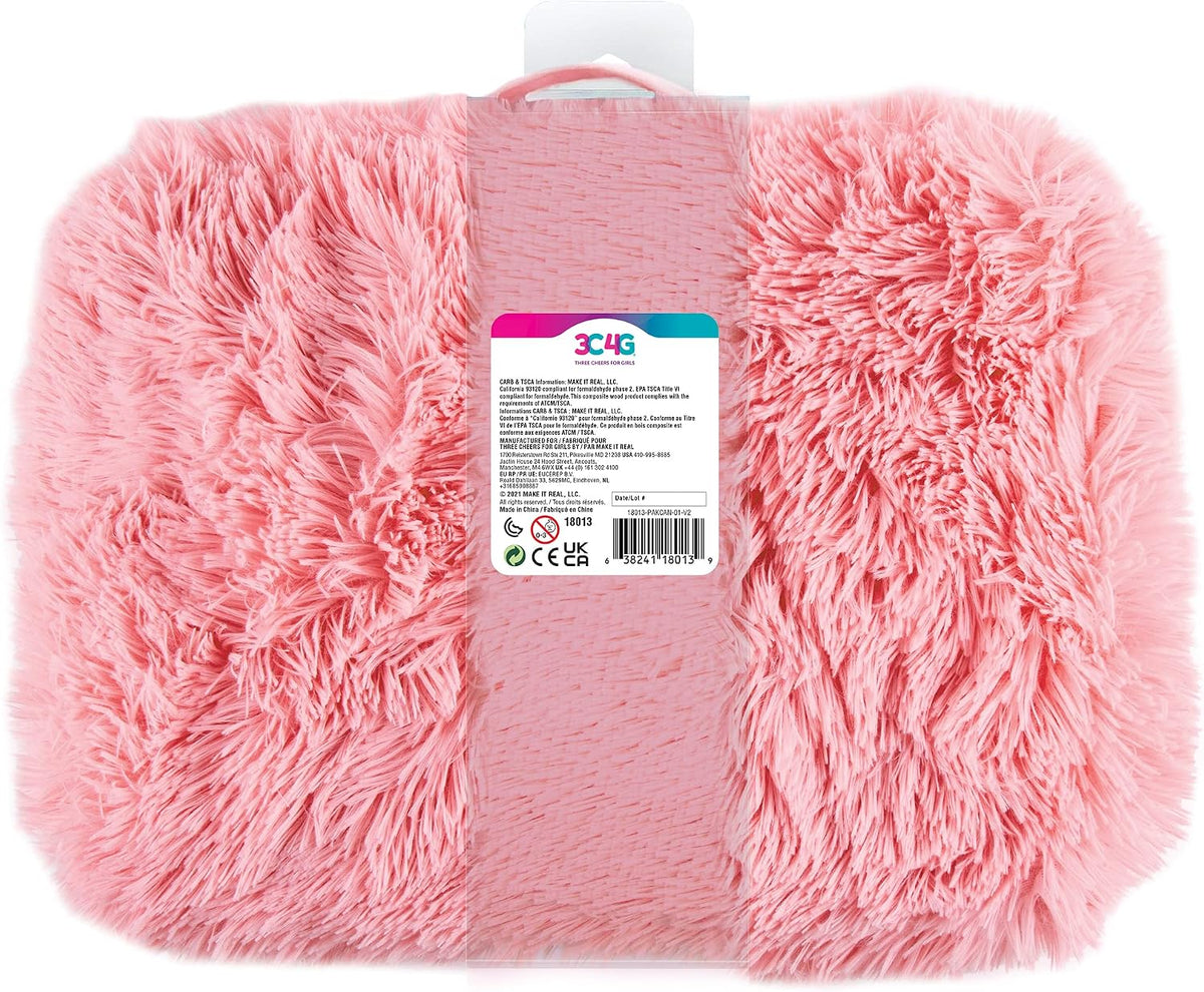Pink & Gold Deluxe Fur Lap Desk - Portable Tablet Tray for Kids