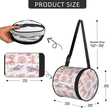 Round Tissue Holder Bag Car Hanging Tissue Boxes Cover with Adjustable Strap Foldable Roll Storage Bags with Zipper Tissues Case Organizer for Home Decor Toilet Office(Lavender Pink Bow)
