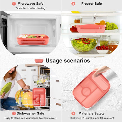 Bento Box Adult Lunch Box Kids,Lunch Containers for Adults/Kids/Toddler,5 Compartments Bento Lunch Box with Sauce Vontainers,Microwave & Dishwasher & Freezer Safe,BPA-Free (Pink)