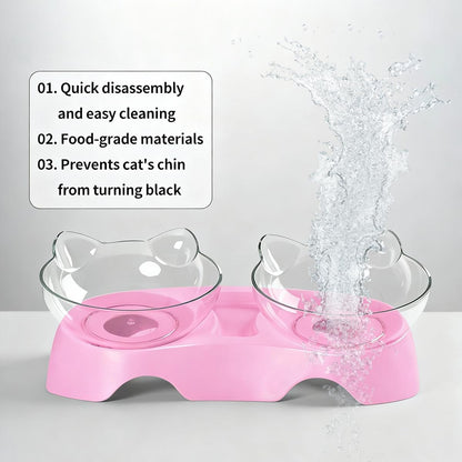 MILIFUN Cat Bowls, Cat Food Bowls Elevated Tilted, Anti Vomiting Kitty Bowl for Puppy and Bunny, Orthopedic Pet Bowl for Indoor. (Pink)