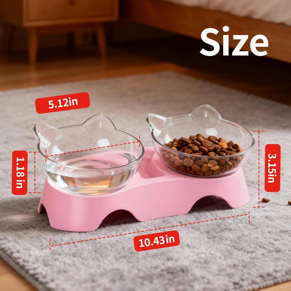 MILIFUN Cat Bowls, Cat Food Bowls Elevated Tilted, Anti Vomiting Kitty Bowl for Puppy and Bunny, Orthopedic Pet Bowl for Indoor. (Pink)