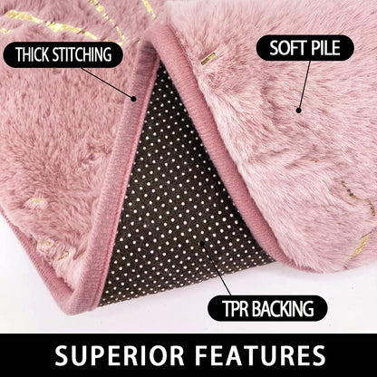 Marble Bathroom Rugs Nonslip Pink Bathroom Mats Ultra Soft Washable Bath Mats for Bathroom Floor Mats Carpet Water Absorbent Shower Rug Decoration for Kitchen Bedroom Living Room