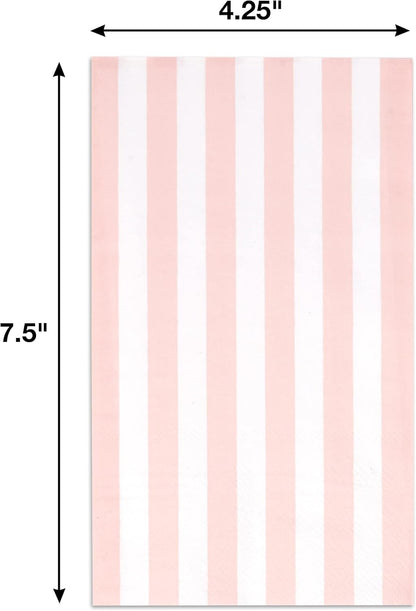 Pink Striped Guest Napkins 100 Pack Paper Dinner Napkins Disposable Hand Towels for Bathroom Party Wedding Bridal Shower Table Decor Supplies