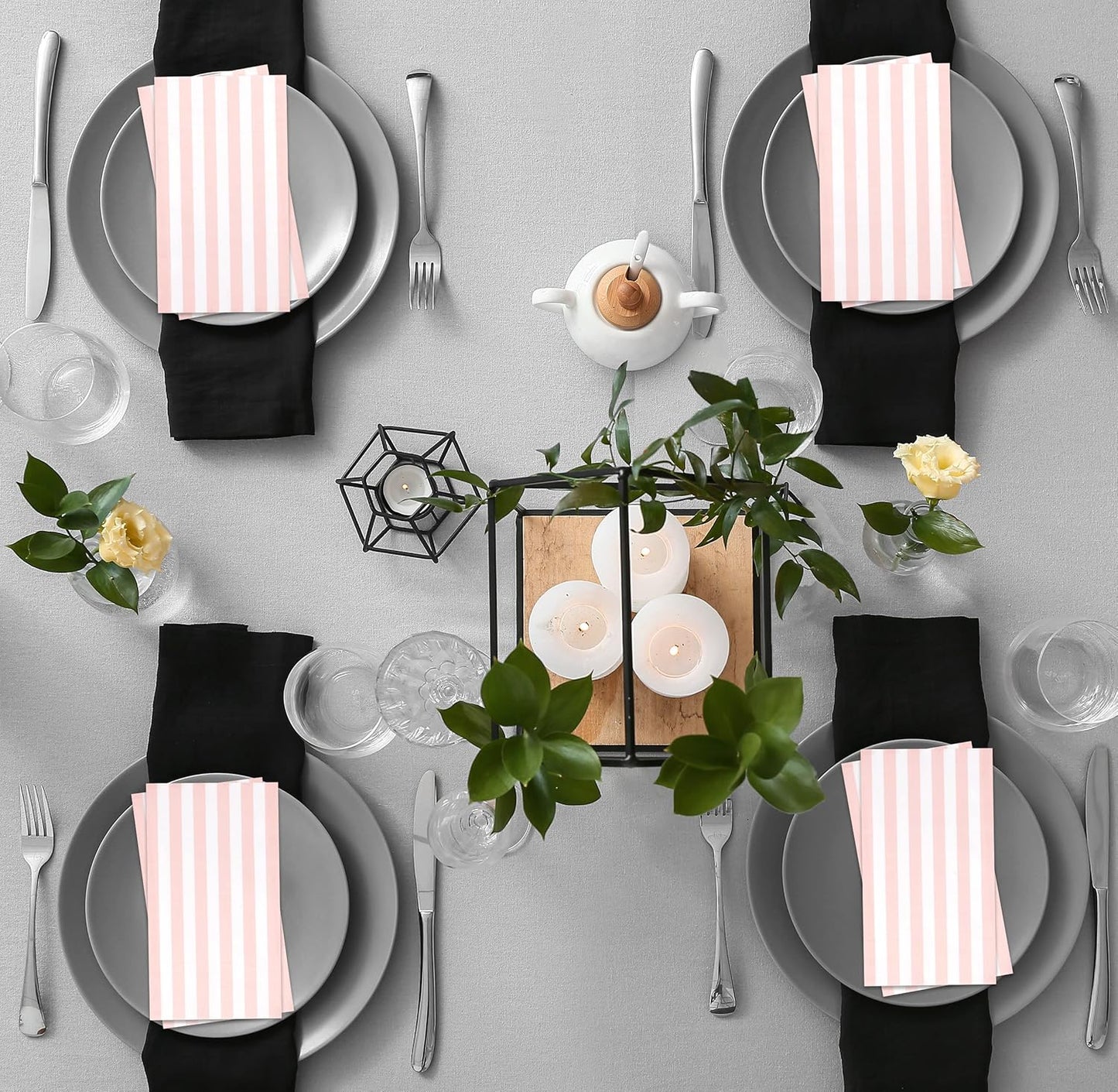 Pink Striped Guest Napkins 100 Pack Paper Dinner Napkins Disposable Hand Towels for Bathroom Party Wedding Bridal Shower Table Decor Supplies
