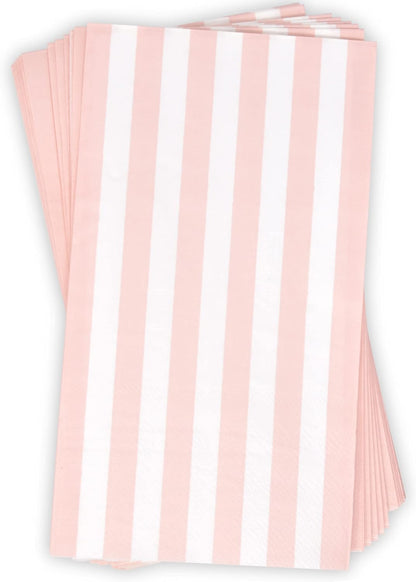 Pink Striped Guest Napkins 100 Pack Paper Dinner Napkins Disposable Hand Towels for Bathroom Party Wedding Bridal Shower Table Decor Supplies