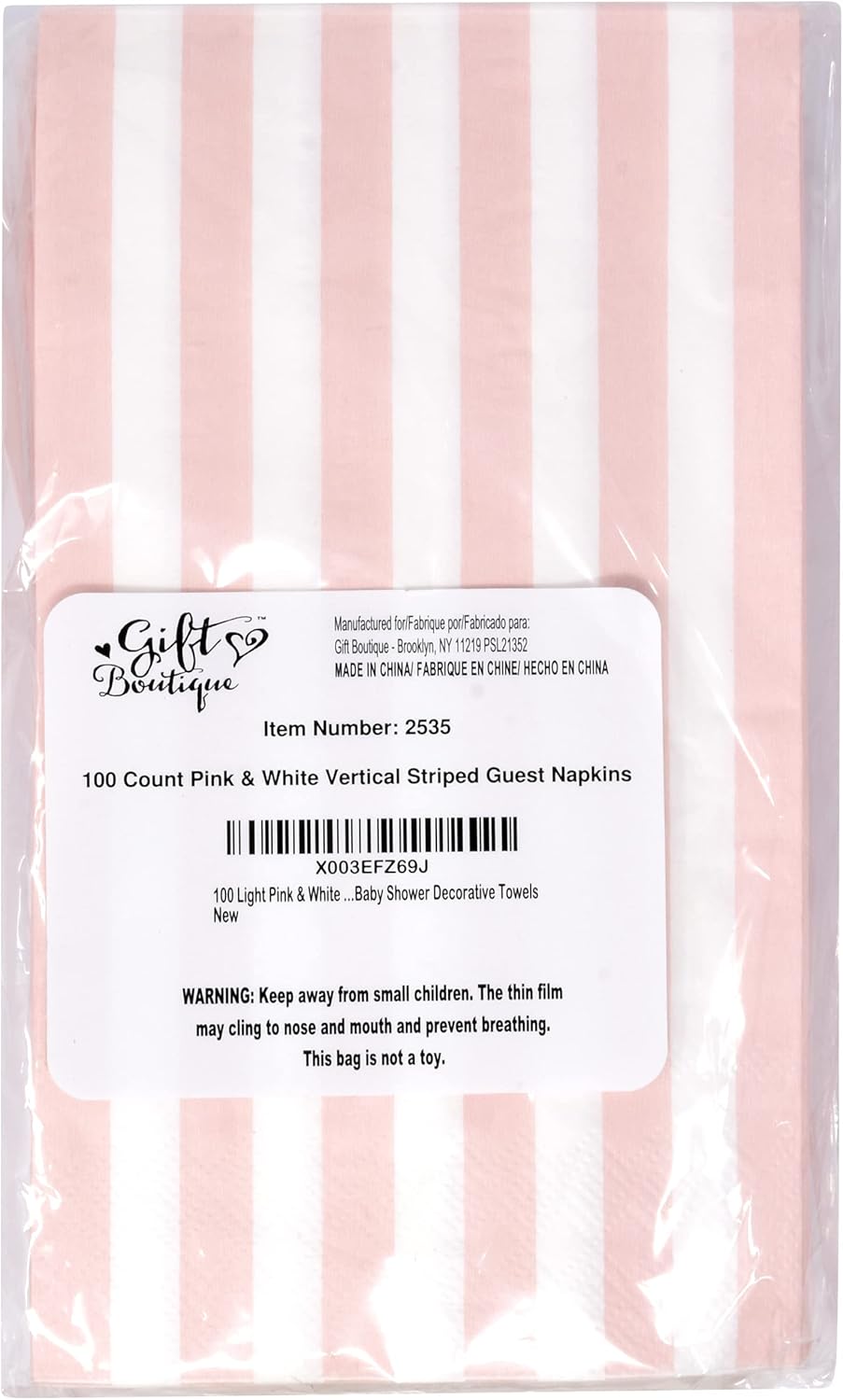 Pink Striped Guest Napkins 100 Pack Paper Dinner Napkins Disposable Hand Towels for Bathroom Party Wedding Bridal Shower Table Decor Supplies