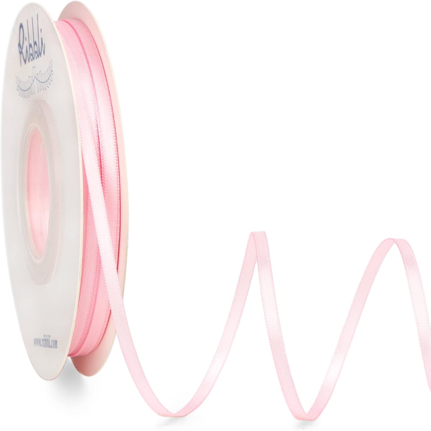 Light Pink Double Faced Satin Ribbon,1/8” x Continuous 50 Yards,Use for Bows Bouquet,Gift Wrapping,Baby Shower,Floral Arrangement