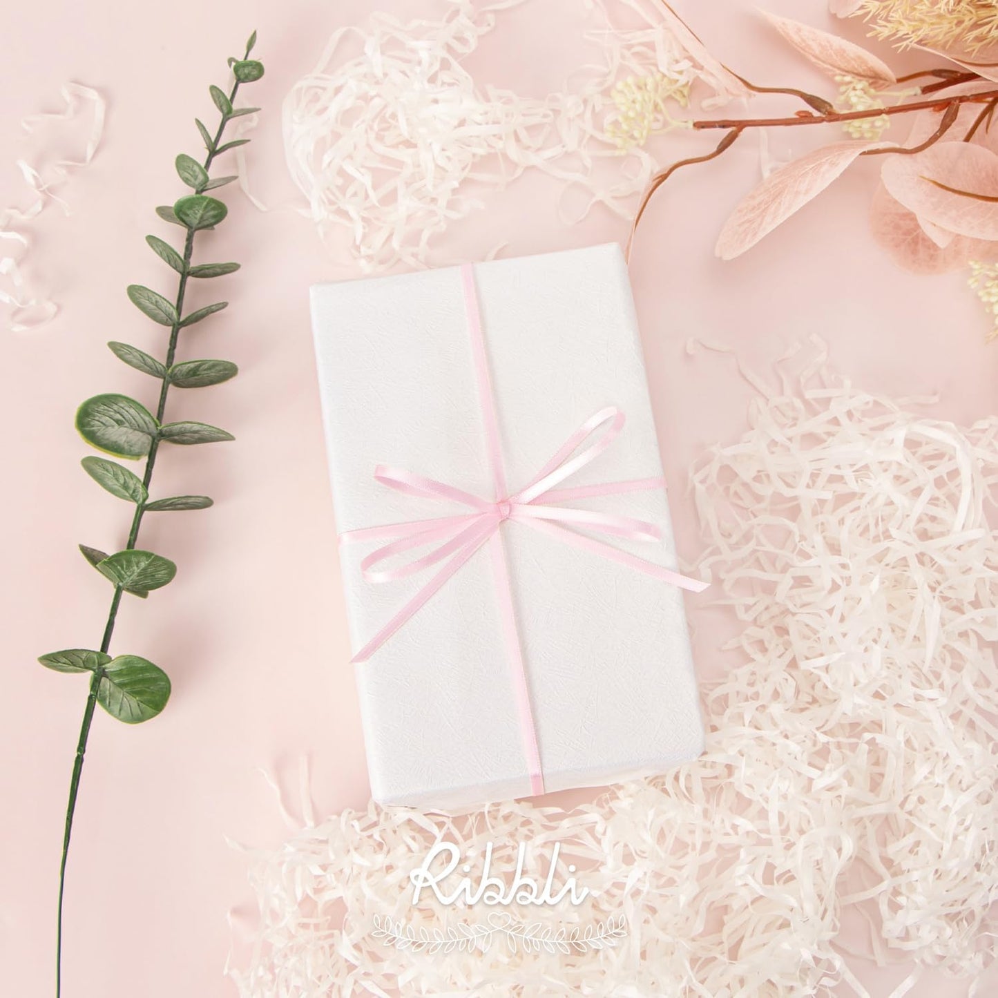 Light Pink Double Faced Satin Ribbon,1/8” x Continuous 50 Yards,Use for Bows Bouquet,Gift Wrapping,Baby Shower,Floral Arrangement