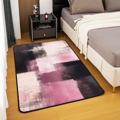Abstract Area Rug 5x7 Polyester Modern Abstract Art Living Room Rugs for Bedroom Luxury Decor Carpet Geometric Indoor Floor Mat Pink Soft Non-Slip