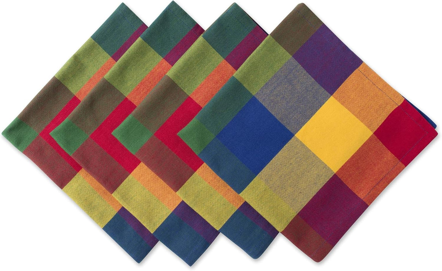 DII Checkered Tabletop Collection 100% Cotton, Machine Washable, Napkin Set, 20x20, Summer Check, 4 Piece