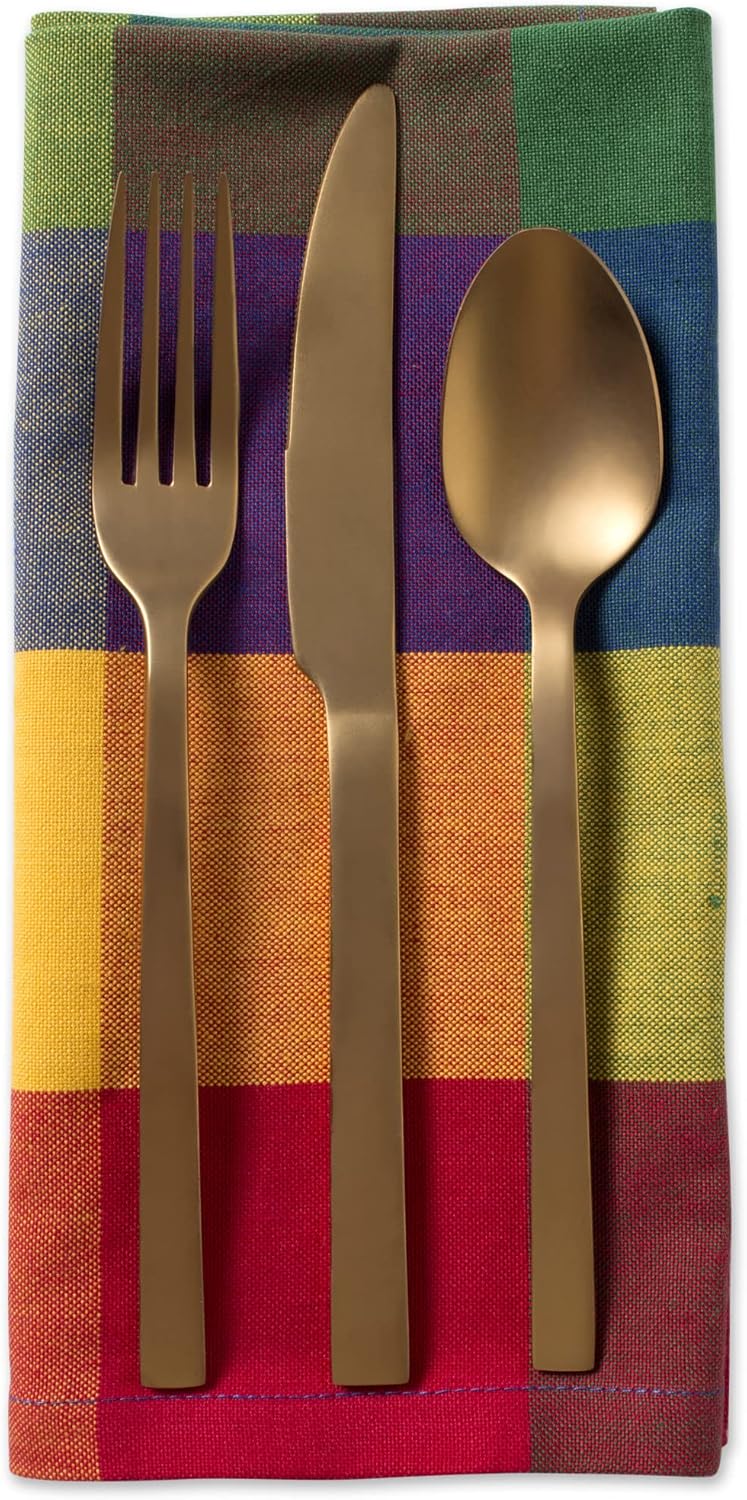 DII Checkered Tabletop Collection 100% Cotton, Machine Washable, Napkin Set, 20x20, Summer Check, 4 Piece