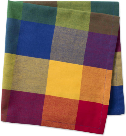 DII Checkered Tabletop Collection 100% Cotton, Machine Washable, Napkin Set, 20x20, Summer Check, 4 Piece