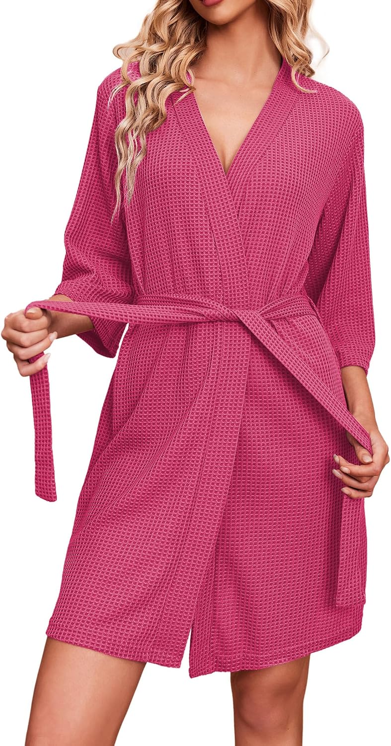 Robes for Women Waffle Knit Bathrobe Soft Lightweight Loungewear