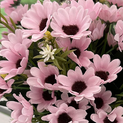 Artificial Daisies Flowers, Fake Silk Daisy Small Flower Marguerites Plants Decor 4 Bouquet, Faux Plastic Stems Bushes Greenery Bundles for Indoor Outdoor Verandah Wedding Spring Decorations - Pink