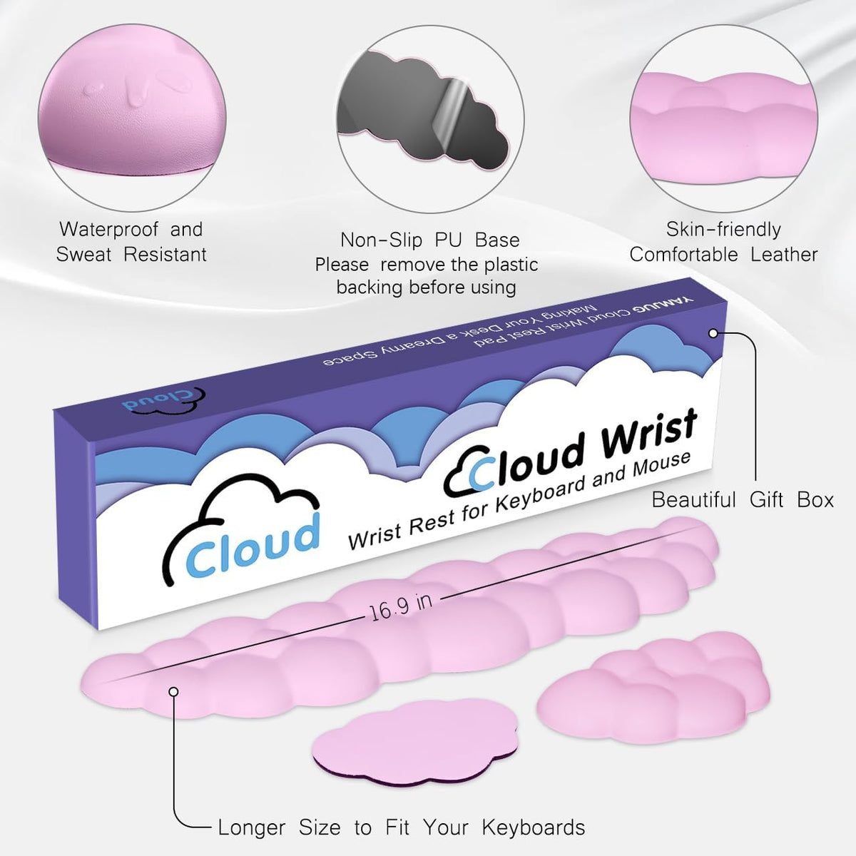 4 in 1 Ergonomic Leather Cloud Wrist Rest Keyboard and Mouse Pad & Coaster