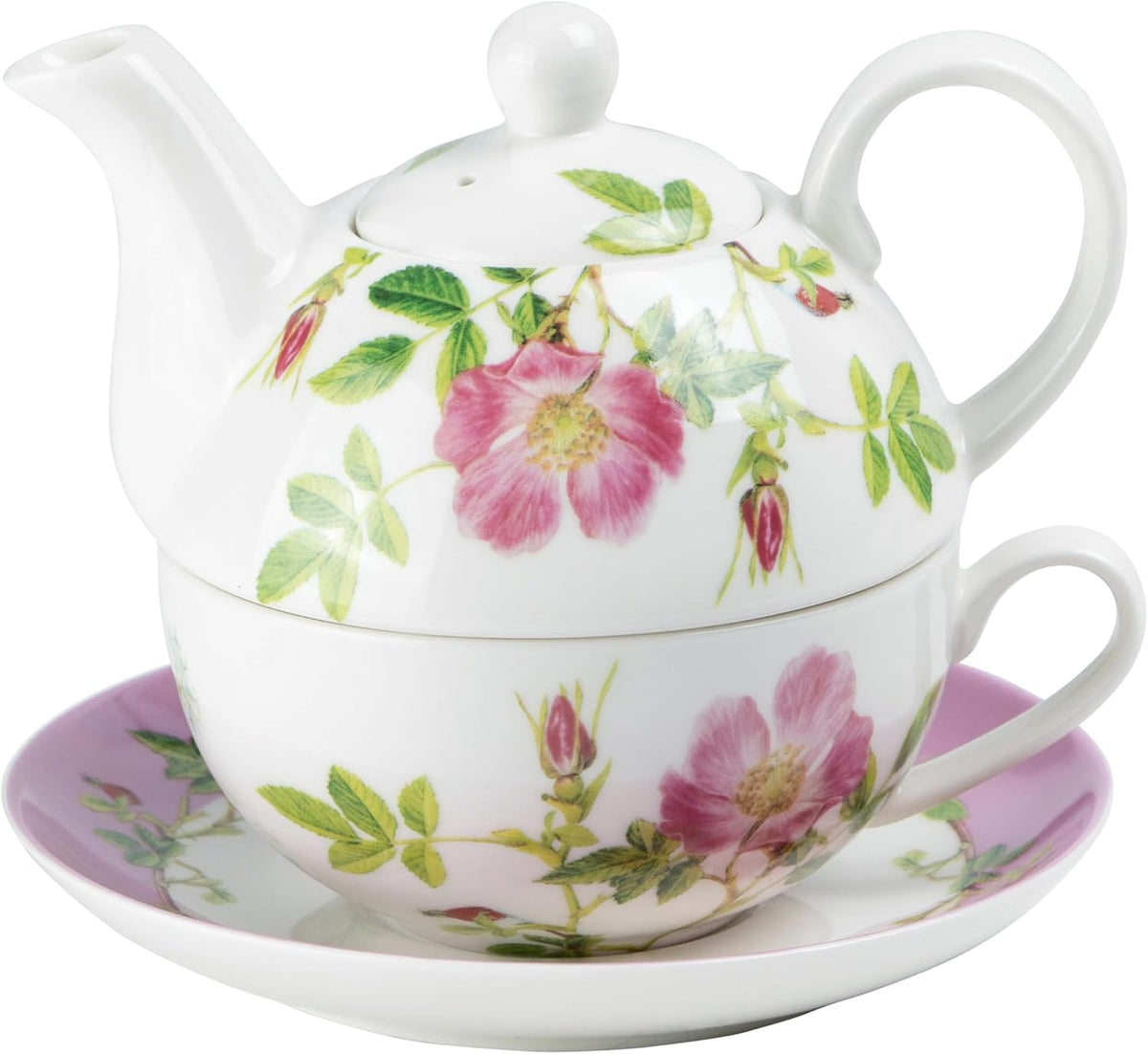Grace Teaware Porcelain 4-Piece Tea For One (Pink Iceberg)
