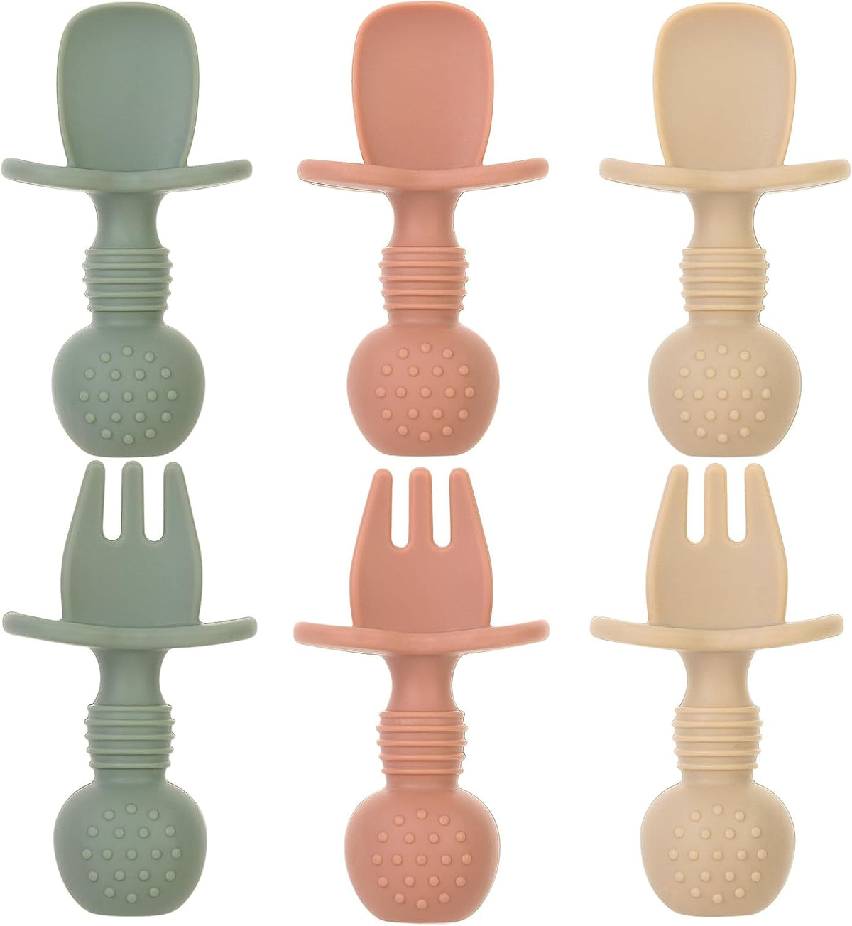 6 Pack Silicone Baby Forks and Spoons Set, BPA Free