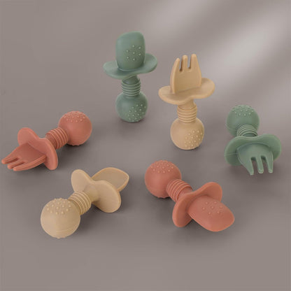 6 Pack Silicone Baby Forks and Spoons Set, BPA Free