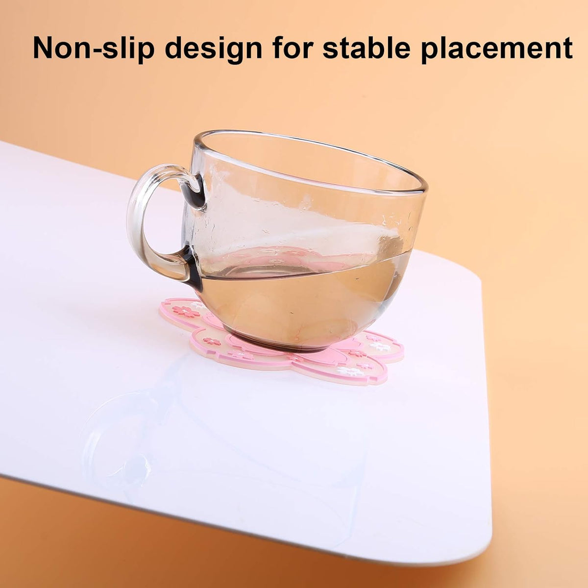 2 Pcs Sakura Coasters Cherry Blossom Coasters Blossom Cup Mats Cup Pads for Coffee Table, Restaurants, Hotels, Offices, Home, Coffee Shops(White and Pink)