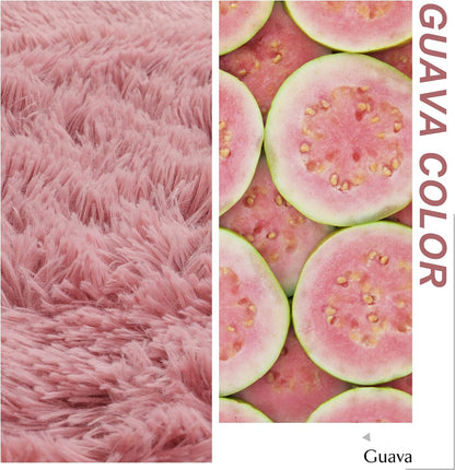 Soft Blush Round Circle Rugs for Girls Room Decor,Fluffy Bedroom Carpet 4Ft