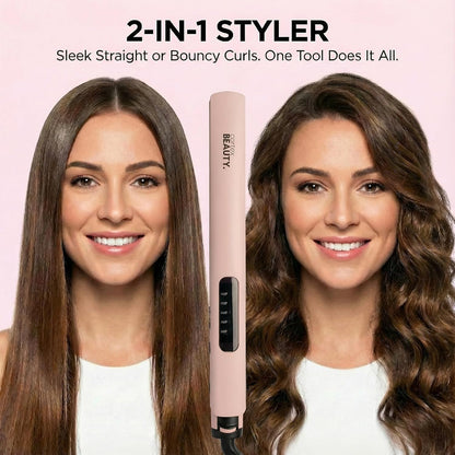 Flat Iron Hair Straightener 1 Inch | Professional Ceramic Coated Plates Flat Iron for Smooth, Shiny, Frizz-Free Hair, Fast Heating, One-Pass Styling Results, Salon Quality Finish (Pink)