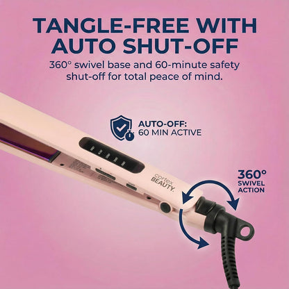 Flat Iron Hair Straightener 1 Inch | Professional Ceramic Coated Plates Flat Iron for Smooth, Shiny, Frizz-Free Hair, Fast Heating, One-Pass Styling Results, Salon Quality Finish (Pink)