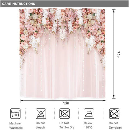 Bridal Floral Elegant Wedding Flower Pink Rose Bathroom Shower Curtain Set