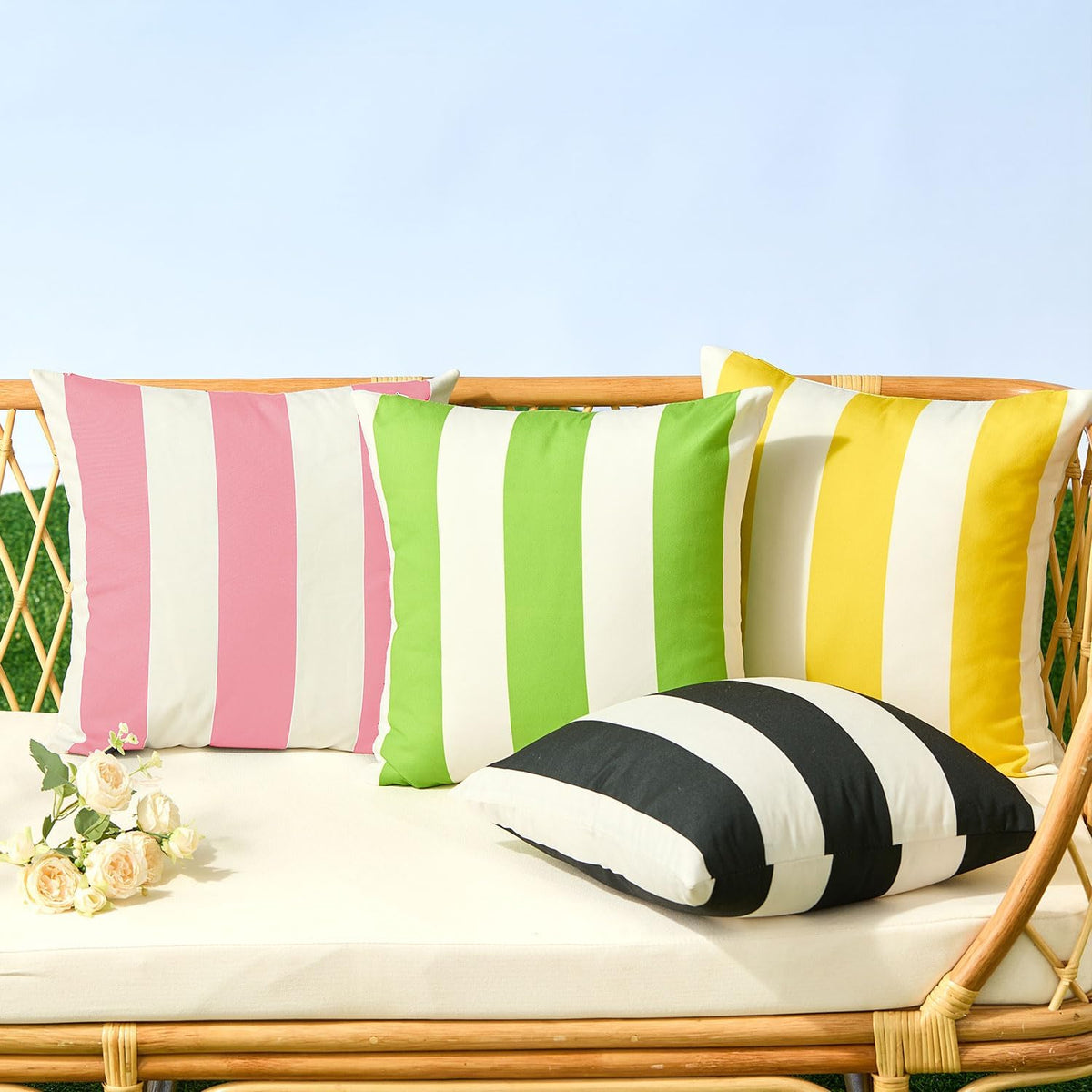 Outdoor Pillow Covers 12x20 Pink Striped Outdoor Decor JB007H12