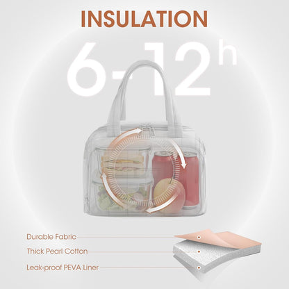 Lunch Box for Women 7L Soft Insulated Lunch Bag Reusable Leakproof Lunch Cooler for Work Meal Picnic Hiking Camping Pink