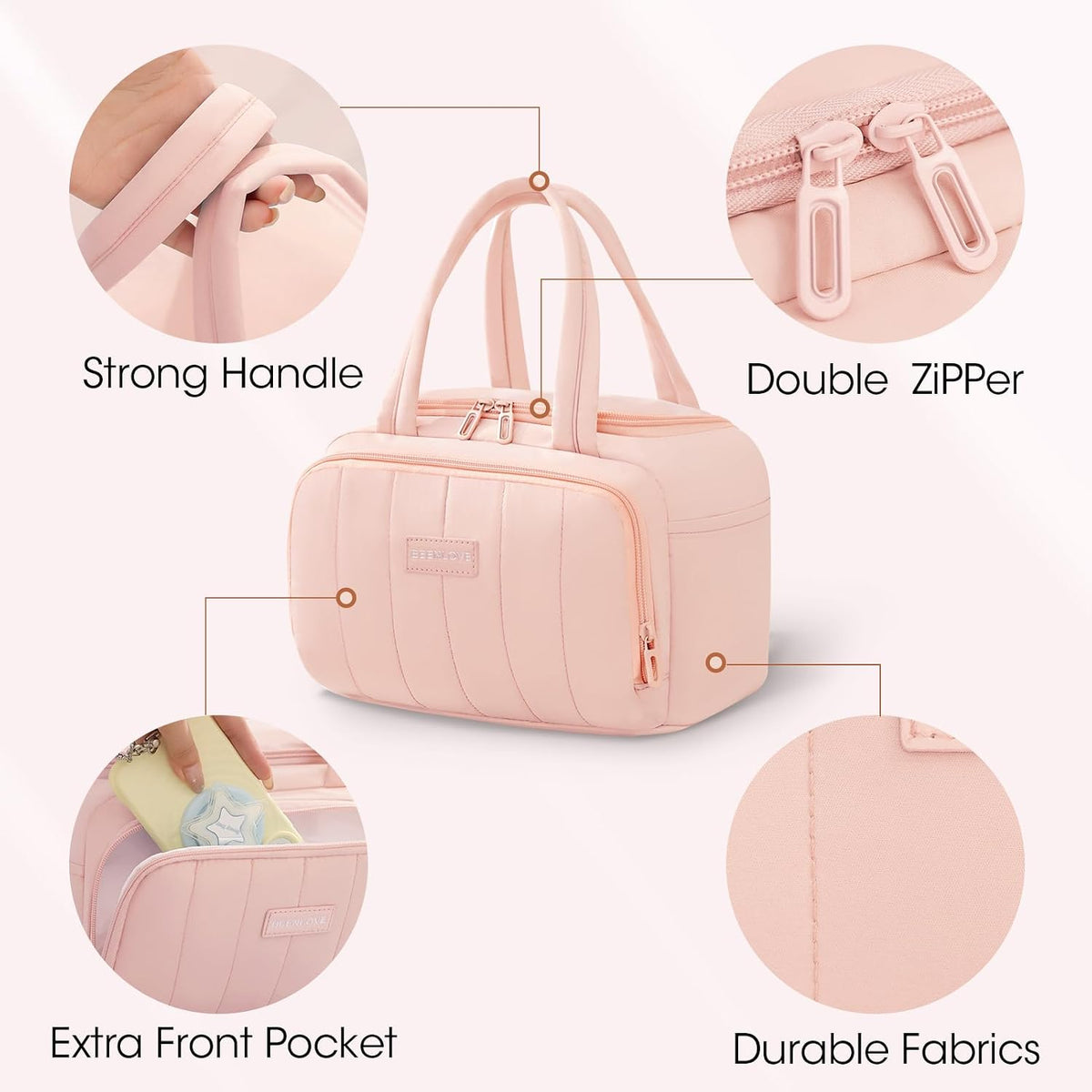 Lunch Box for Women 7L Soft Insulated Lunch Bag Reusable Leakproof Lunch Cooler for Work Meal Picnic Hiking Camping Pink