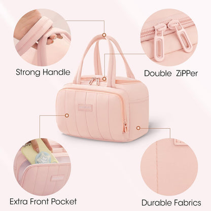 Lunch Box for Women 7L Soft Insulated Lunch Bag Reusable Leakproof Lunch Cooler for Work Meal Picnic Hiking Camping Pink