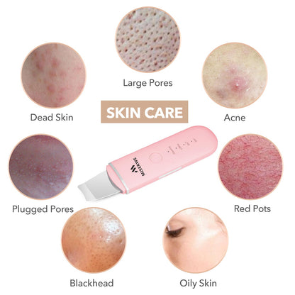 Skin Scrubber Face Skin Spatula Facial Scrubber Spatula Pore Cleaner with 4 Modes (Pink)